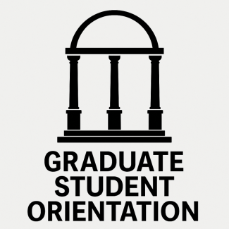 Icon of UGA arch with the text "Graduate Student Orientation"